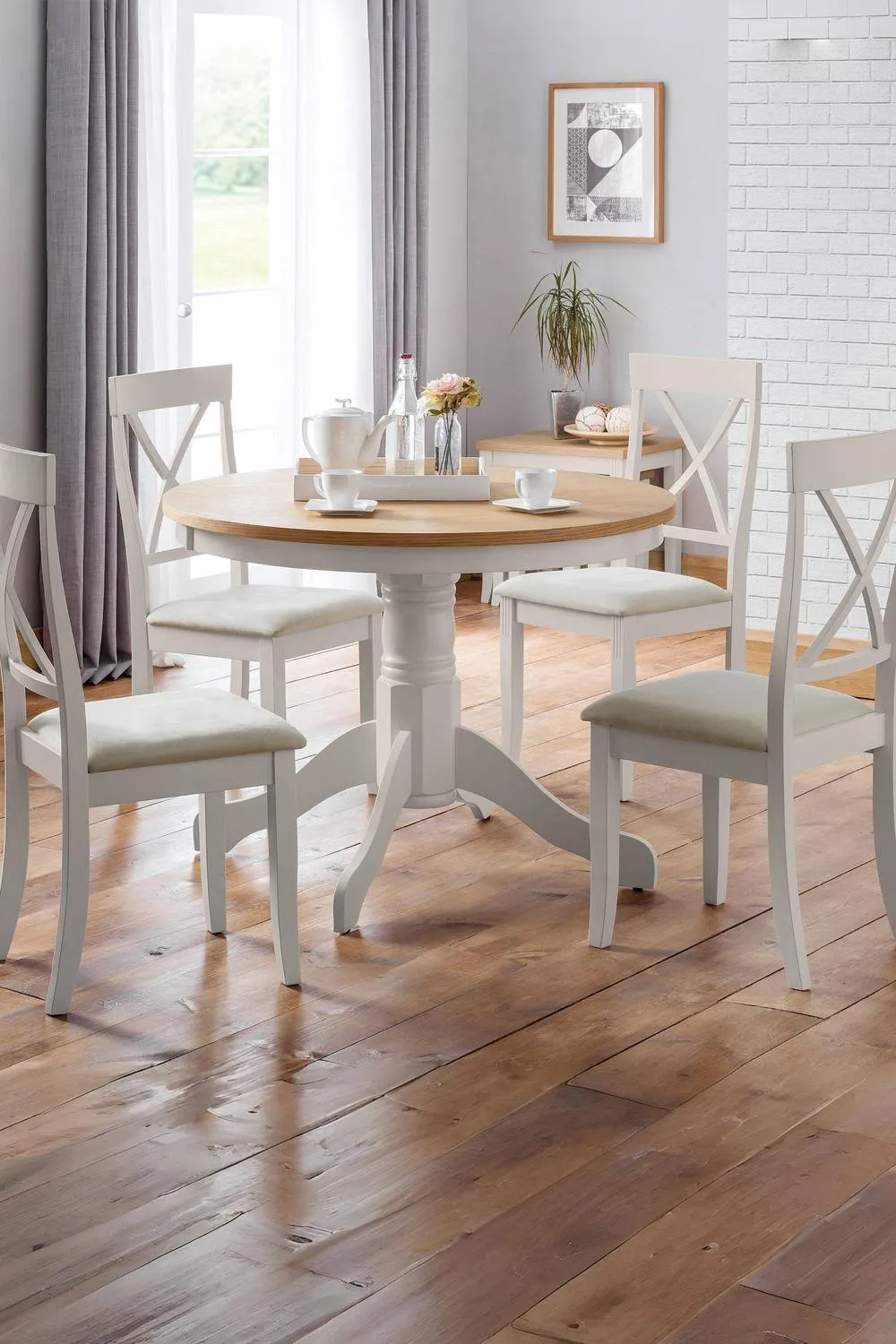 Julian Bowen Davenport Round Pedestal 4 Seater Dining Table in Grey 2