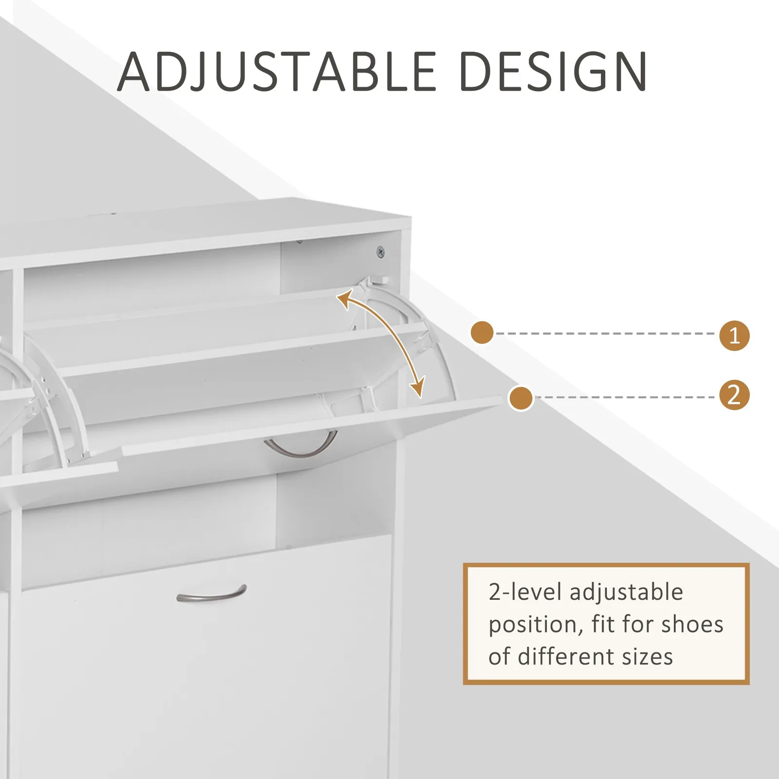 HOMCOM Shoe Cabinet Multi Cabinet Flip Down Shelf Drawer Organiser for Hallway in White 4