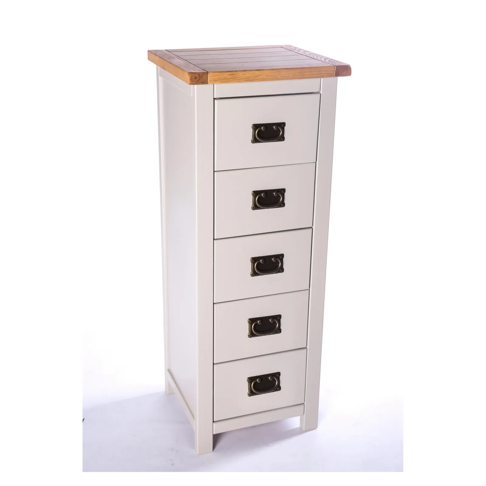 Cabinet Bits Argenta 5 Drawer Narrow Chest of Drawers Bras Drop Handle in Light Grey 3