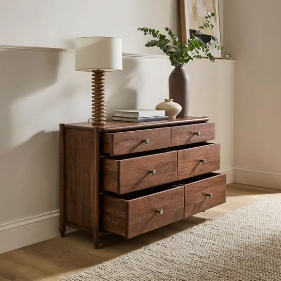 Elma 6 Drawer Chest, Mango Wood 2