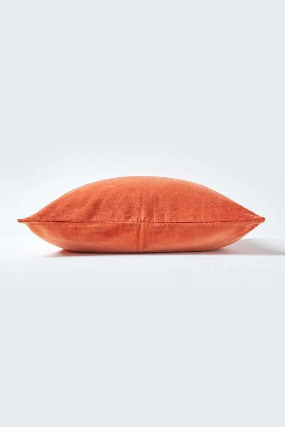 Homescapes Velvet Cushion Cover 100% Cotton, Soft & Machine Washable in Burnt Orange 2