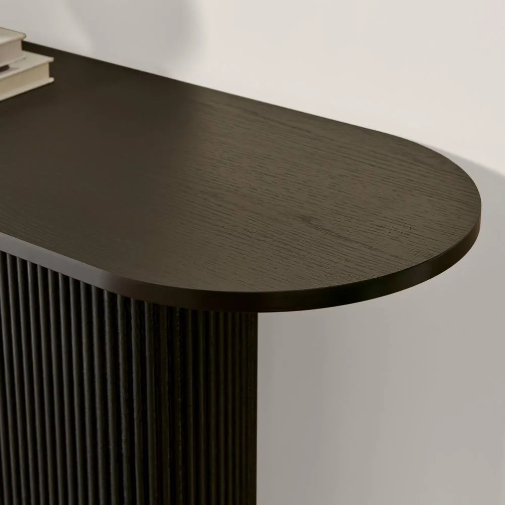 FurnitureboxUK Penrose Rounded Black Wood Console Table 5