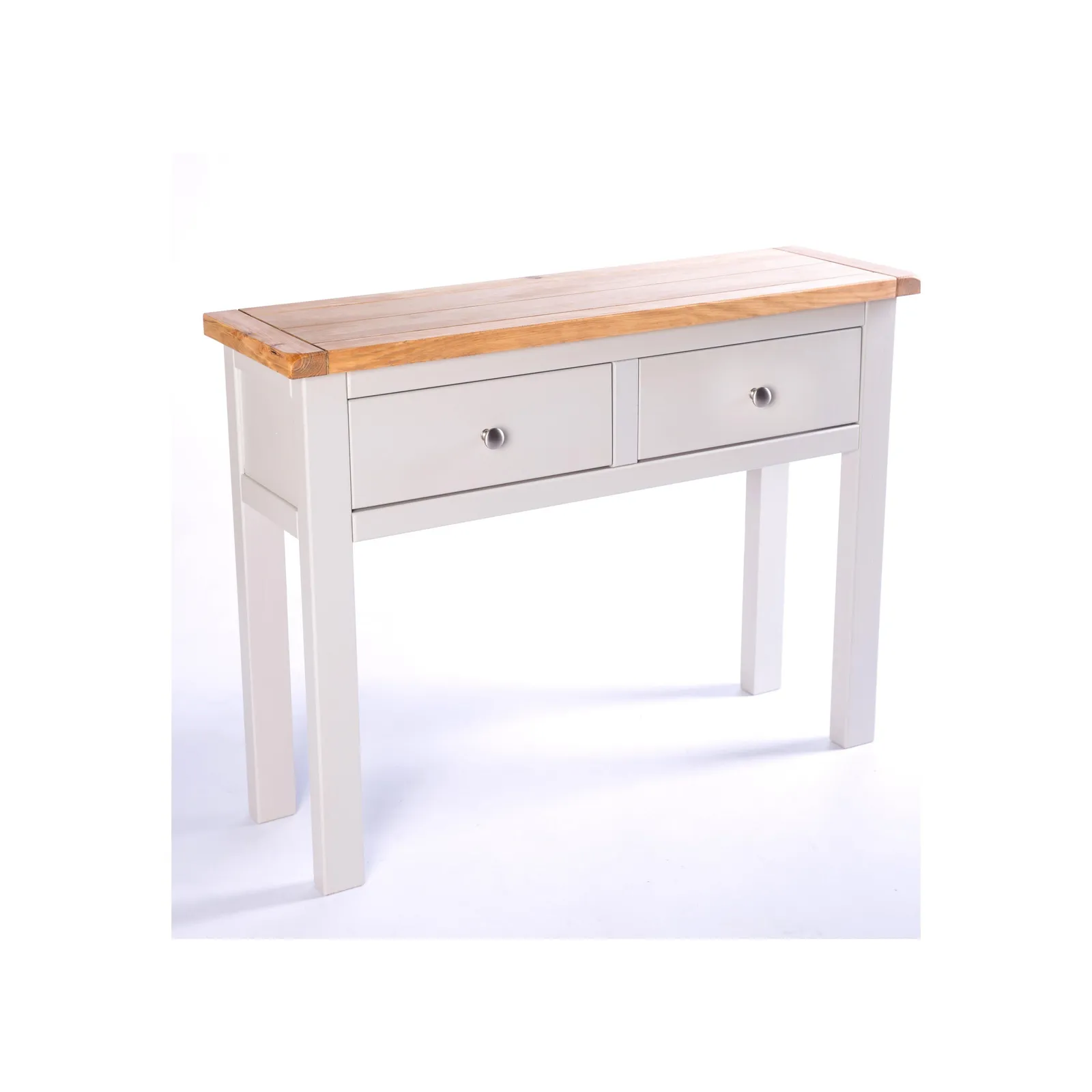 Cabinet Bits Argenta Light Grey 2 Drawer Console Table Satin Chrome Knob 2