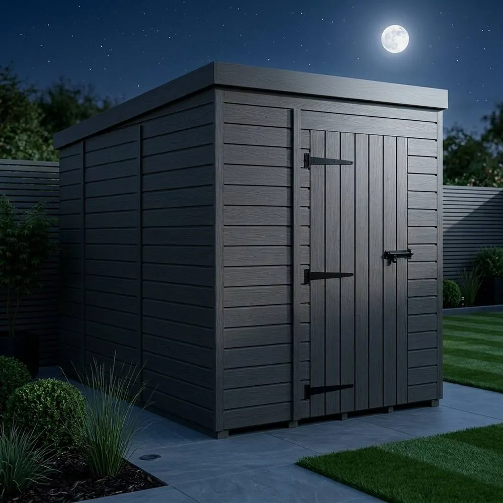 Buttercup Farm 6ft x 10ft Composite Pent Garden Shed Single Door No Windows - Grey 3