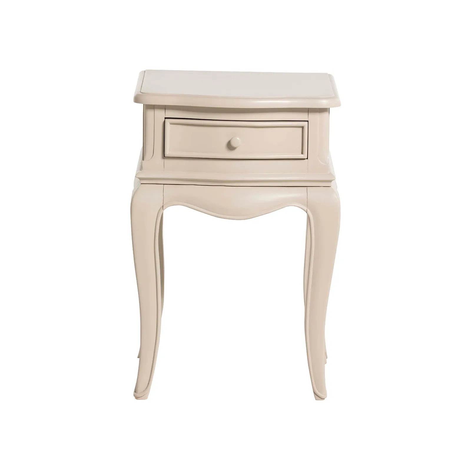 Calista 1 Drawer Curved Leg Bedside Table, White Wood | Barker & Stonehouse 2