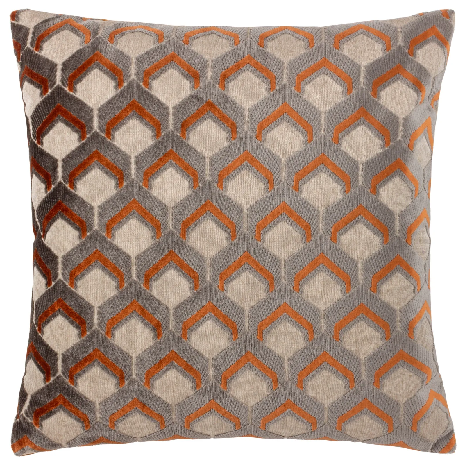 Paoletti Ledbury Geometric Velvet Cushion in Pale Orange 2