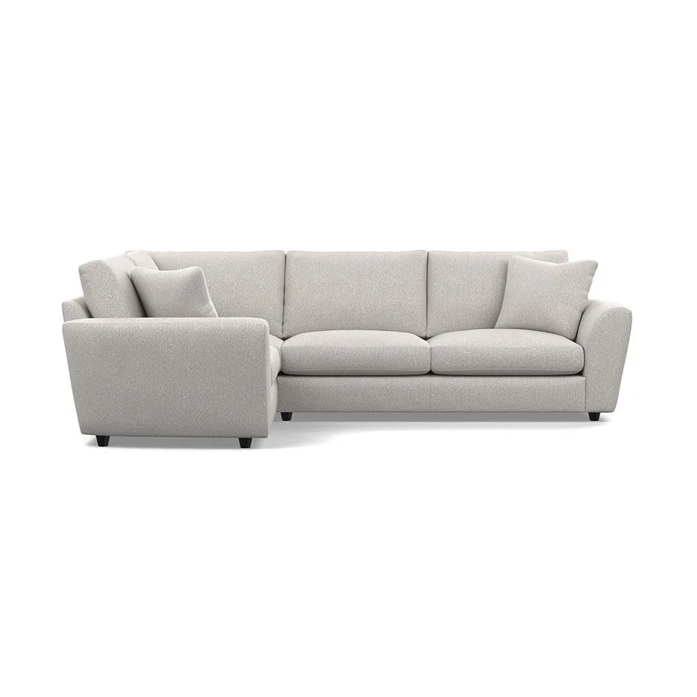 Heal's Snooze Left Hand Facing Corner Sofa Chunky Boucle Ecru Black Feet 1