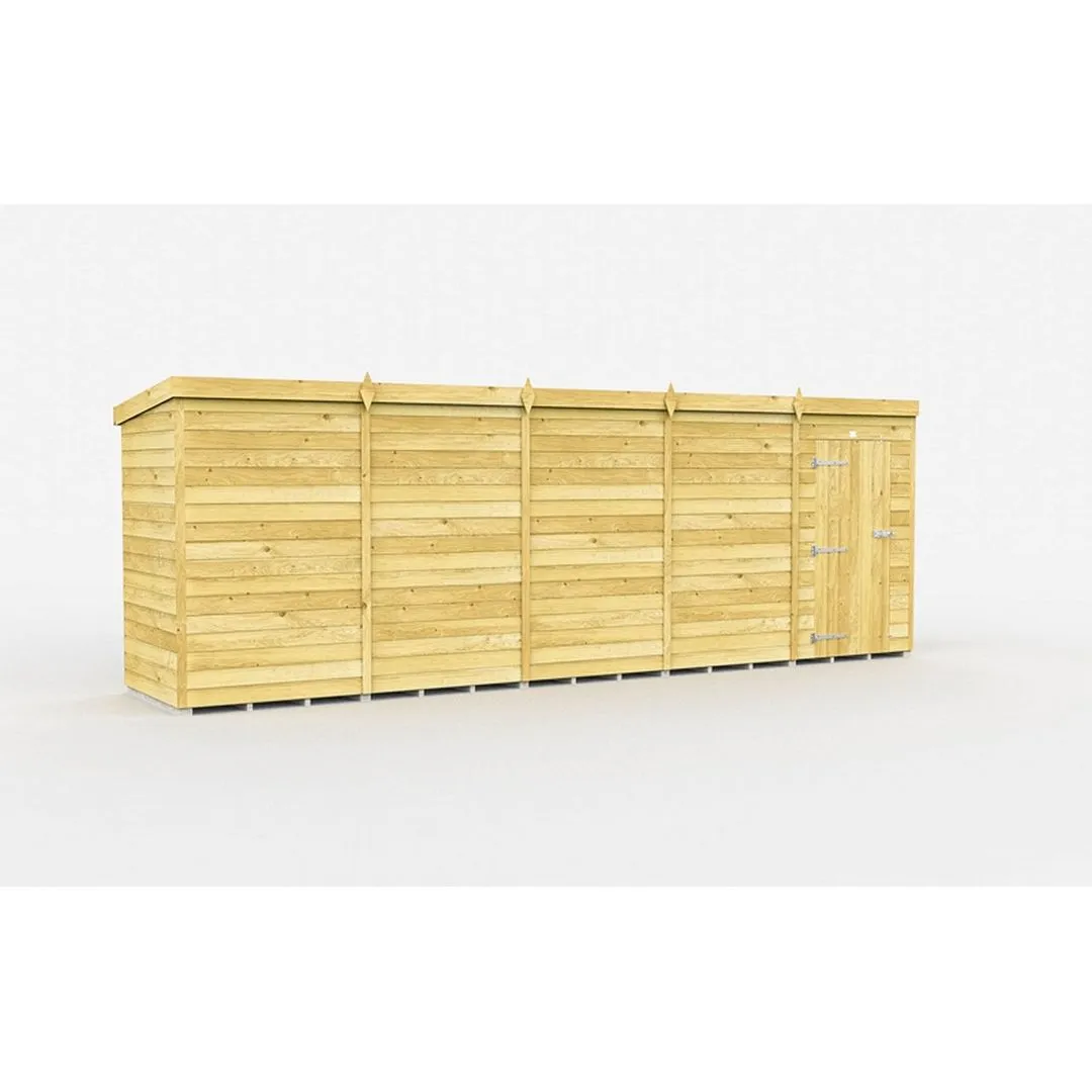 Buttercup Farm 20 x 4 Feet Pent Shed - Single Door W/O Window - L118 x W589 x H201 cm in Brown