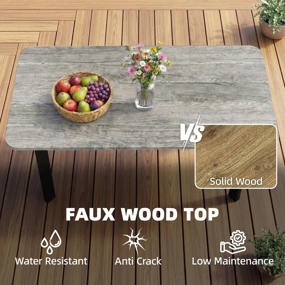 OUTSUNNY Outdoor Coffee Table, Garden Table with Slatted WPC Top, Grey 4