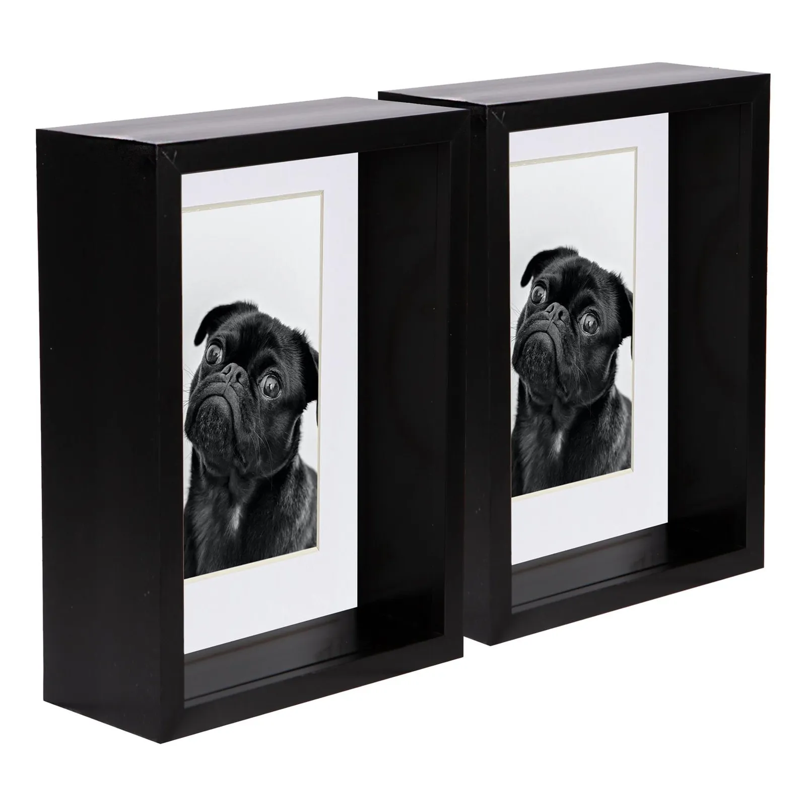 Nicola Spring 5" x 7" 3D Deep Box Photo Frames - 4" x 6" Mount - Black - Pack of 2 in White 1