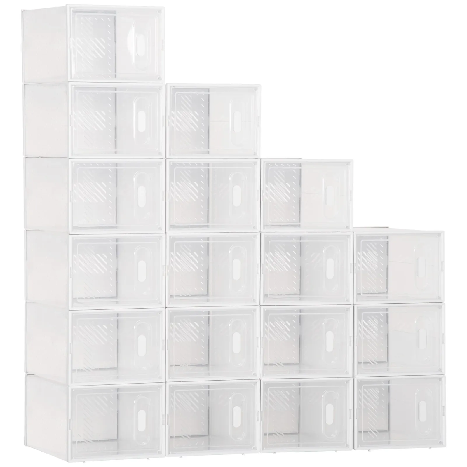 HOMCOM 18PCS Stackable Shoe Box Clear Plastic Shoe Storage Box 2