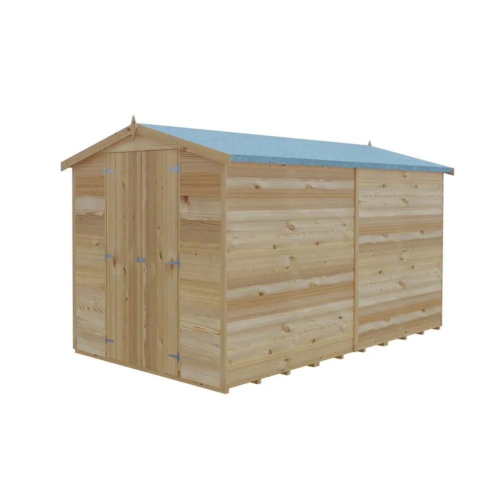 Shires Overlap 10 x 6 Dip Treated Apex Shed Double Door No windows in Brown 4