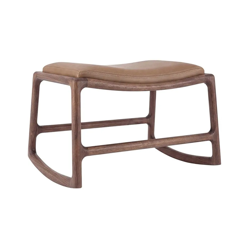 Gazzda Dedo Footstool Natural Oiled Walnut Dakar Leather Stone 2