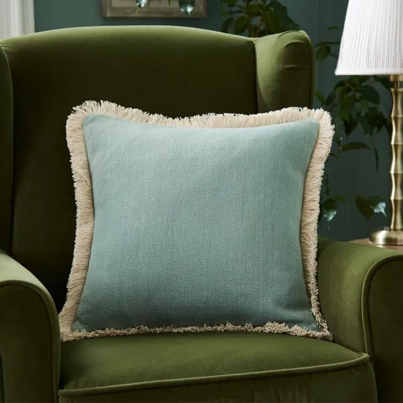 Canvas Fringed Cotton Square Cushion 1