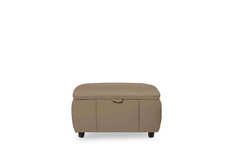 Inca NC Leather Storage Footstool - Barley