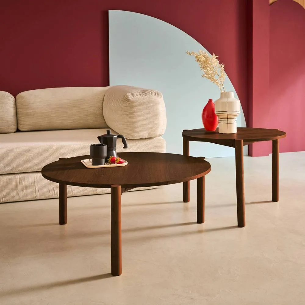 sweeek Round nesting coffee tables wood effect in Dark Brown 4