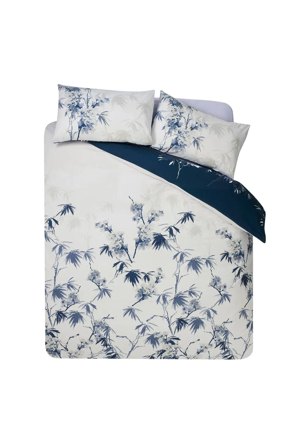 Catherine Lansfield 'Kyoto Floral' Reversible Duvet Cover Set in Blue 5