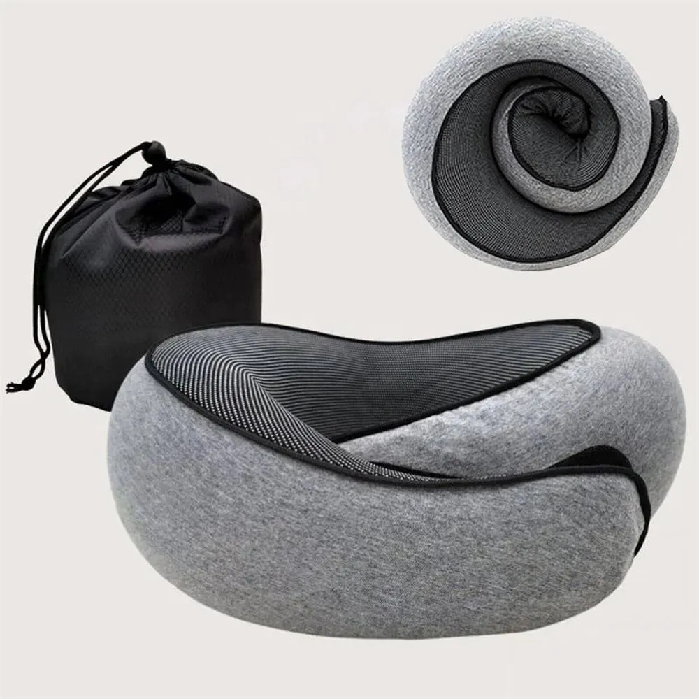 Kelvenix Memory Foam U-shaped Neck Pillow Travel Neck Support Head Rest Cushion in Grey