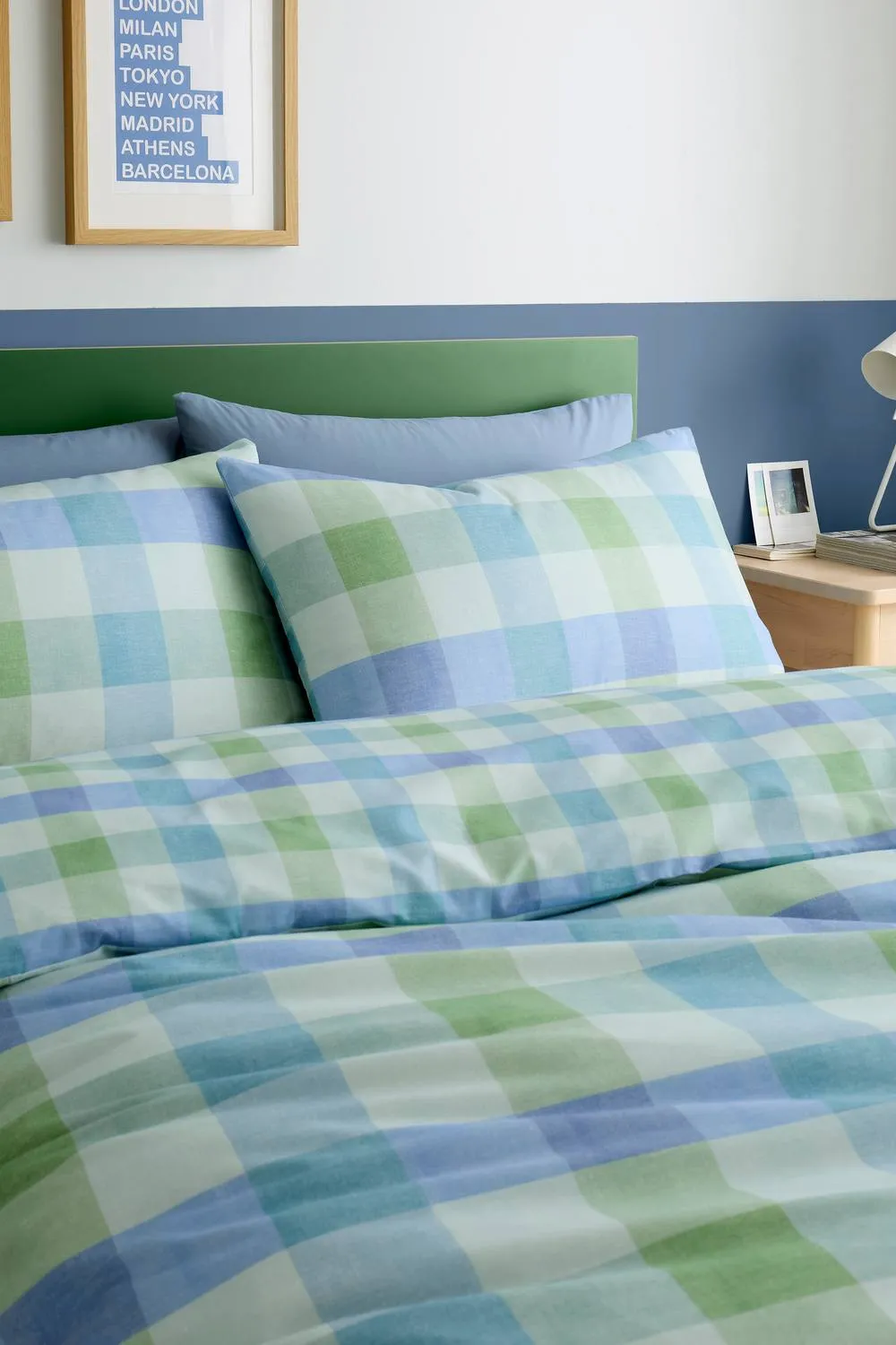 Fusion 'Block Check' Easy Care Duvet Cover Set in Light Blue 2
