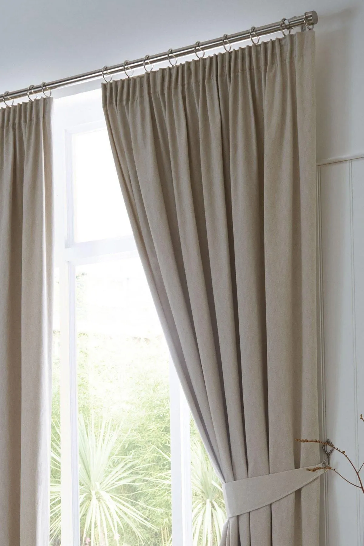 Fusion 'Dijon' Thermal & Blackout Fully Lined Pencil Pleat Curtains in Natural 2