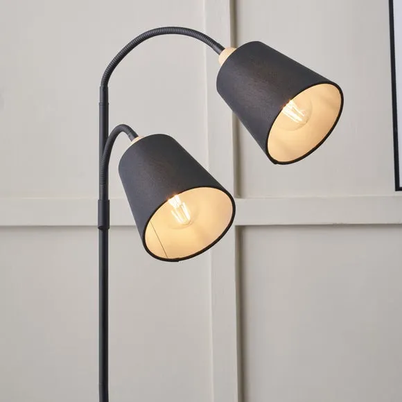 Pacific Lifestyle Juna Metal and Wood Two Head Floor Lamp 2