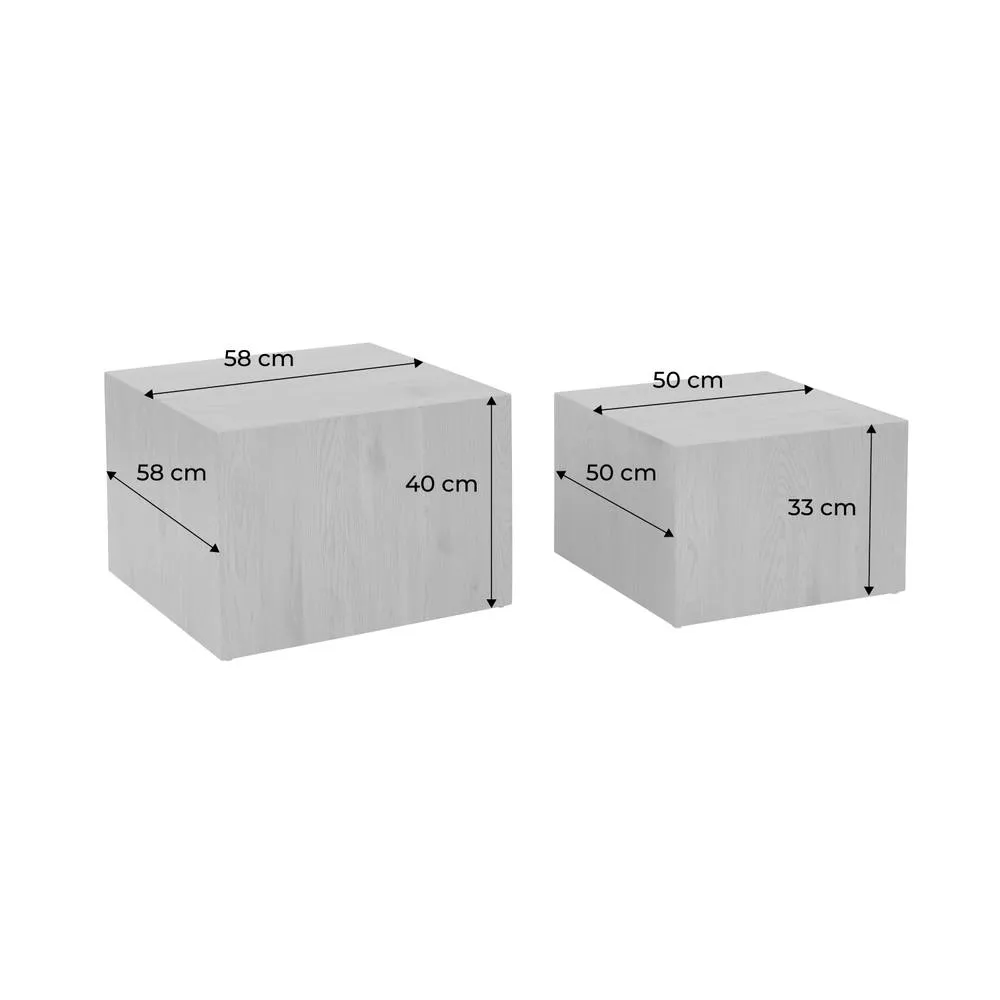 sweeek Pair Of Square Coffee Tables With Marble Effect in White 5