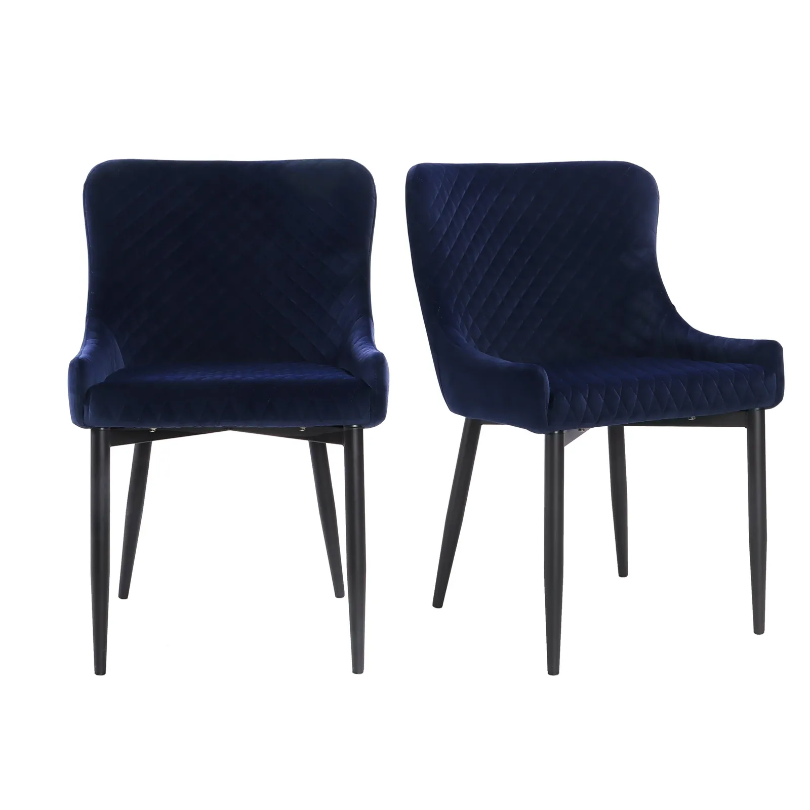 Montreal Velvet Set of 2 Dining Chairs Ink (Blue)