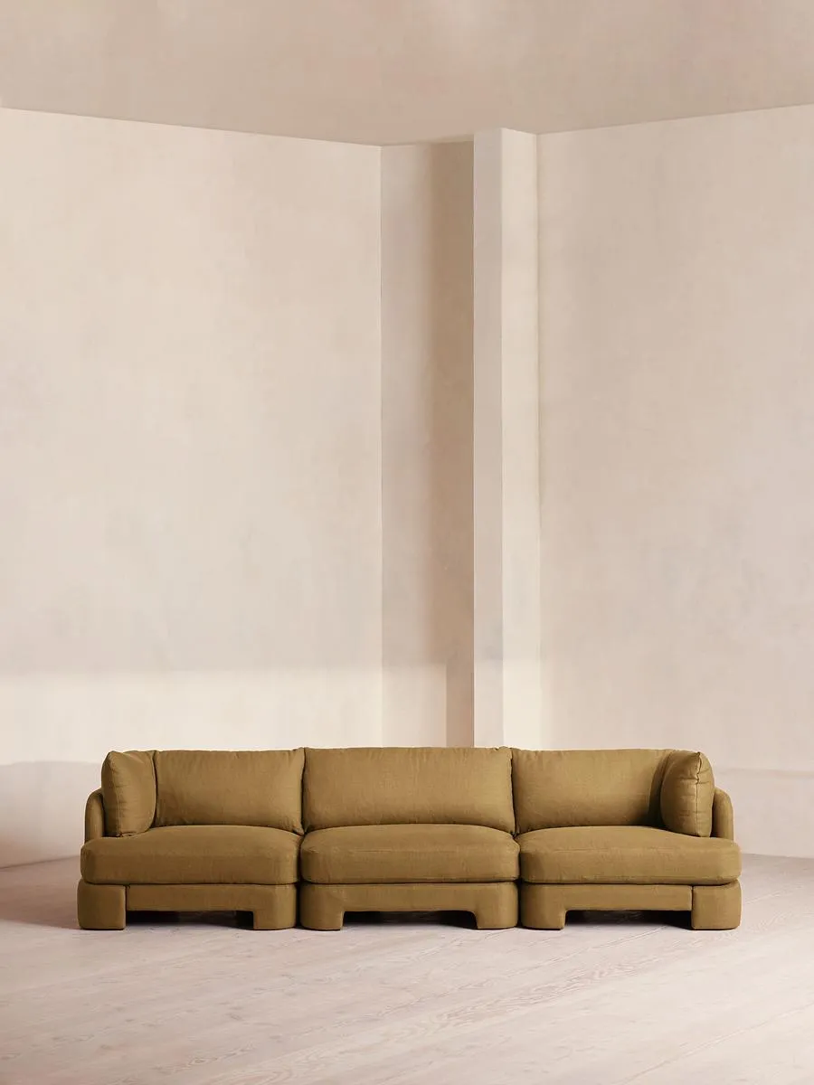Odell Modular Sofa, Four Seater, Linen, Ochre