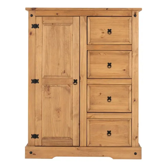 Corona Single 4 Drawer Wardrobe, Pine 2