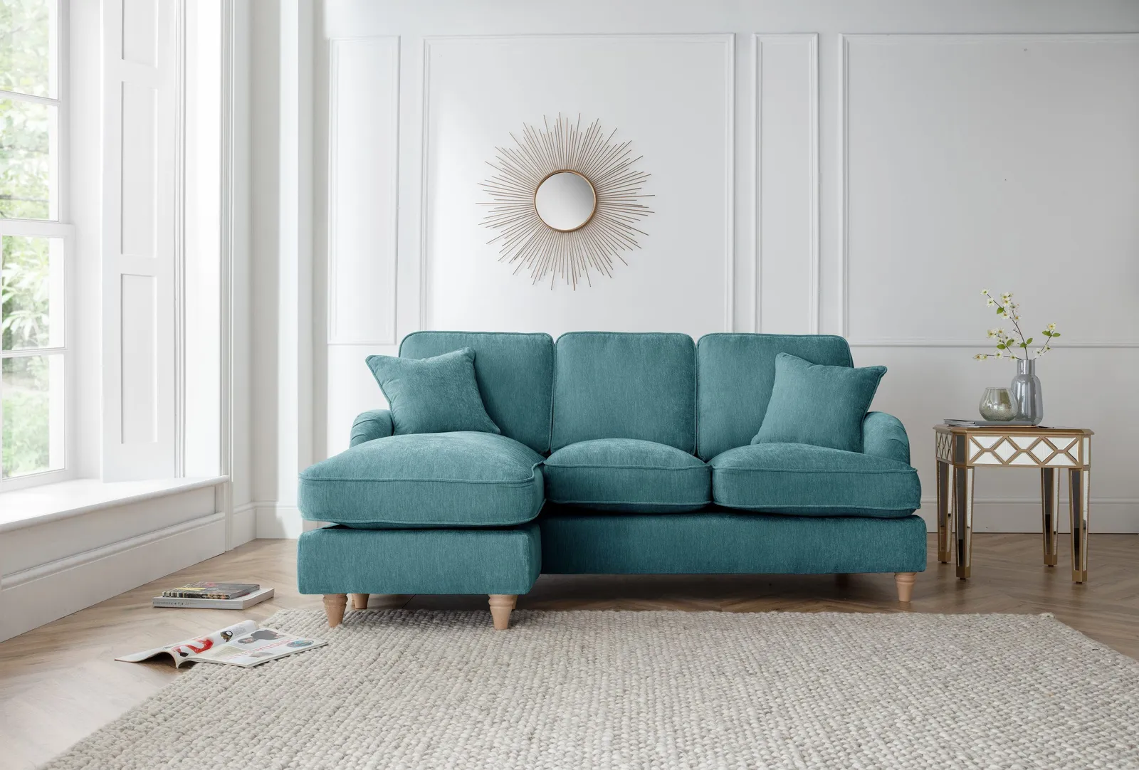 The Great Sofa Company Orla Left Hand Chaise Sofa Manhattan Navy in Emerald 1