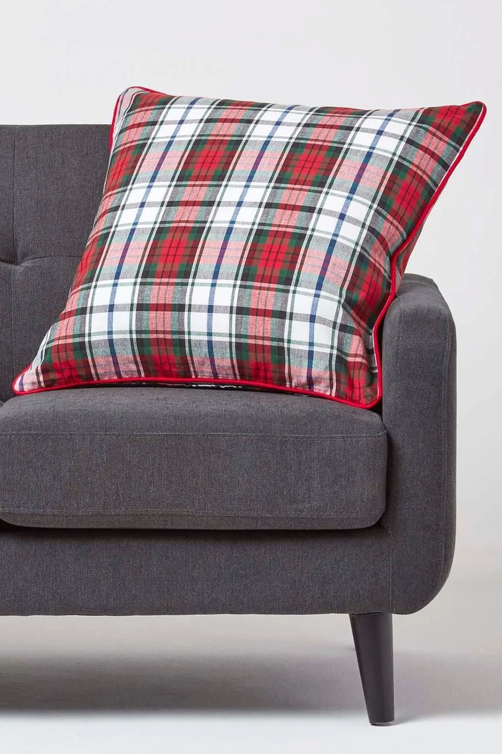 Homescapes Cotton Tartan Cushion Cover 2