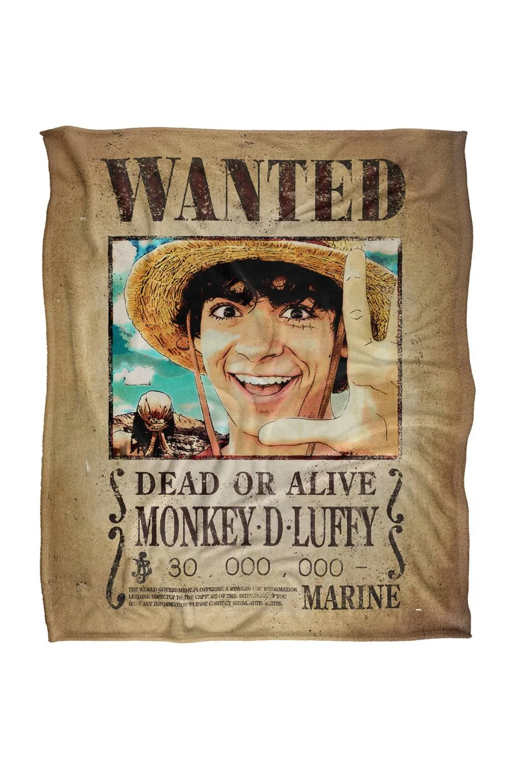 Netflix One Piece Monkey D.Luffy Wanted Poster Soft Throw Blanket 152 X 127 Cm