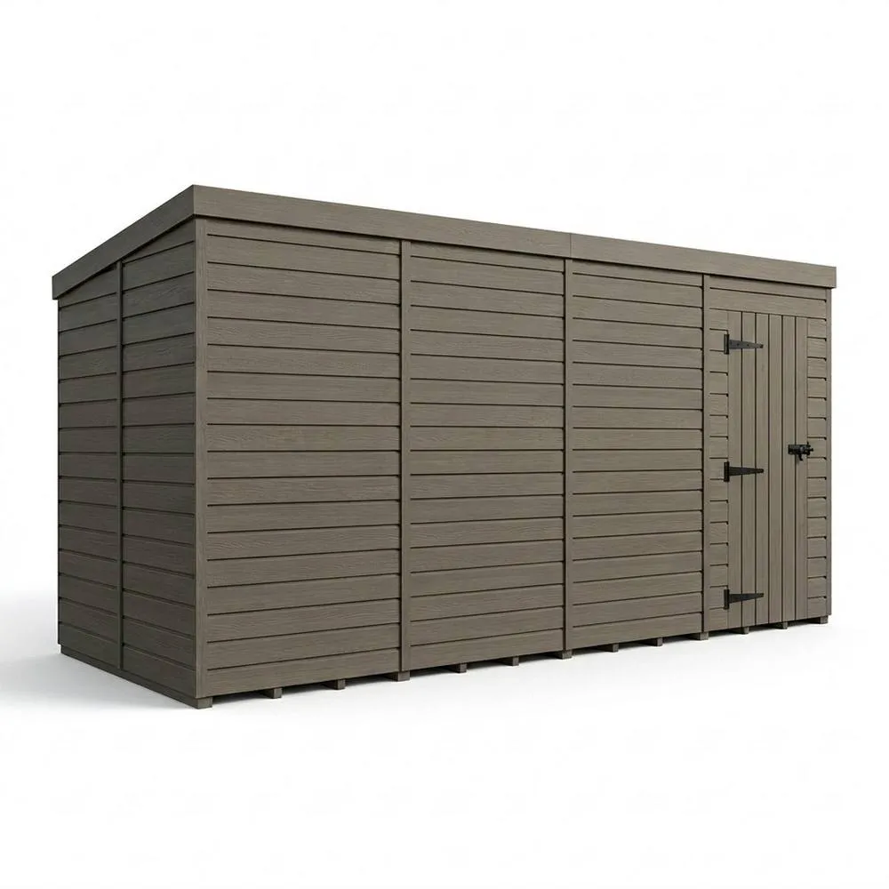 Buttercup Farm 6ft x 9ft Composite Pent Garden Shed Single Door No Windows - Grey
