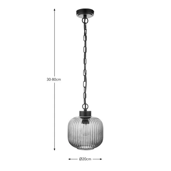 Riley Ribbed Industrial Adjustable Pendant Light 6