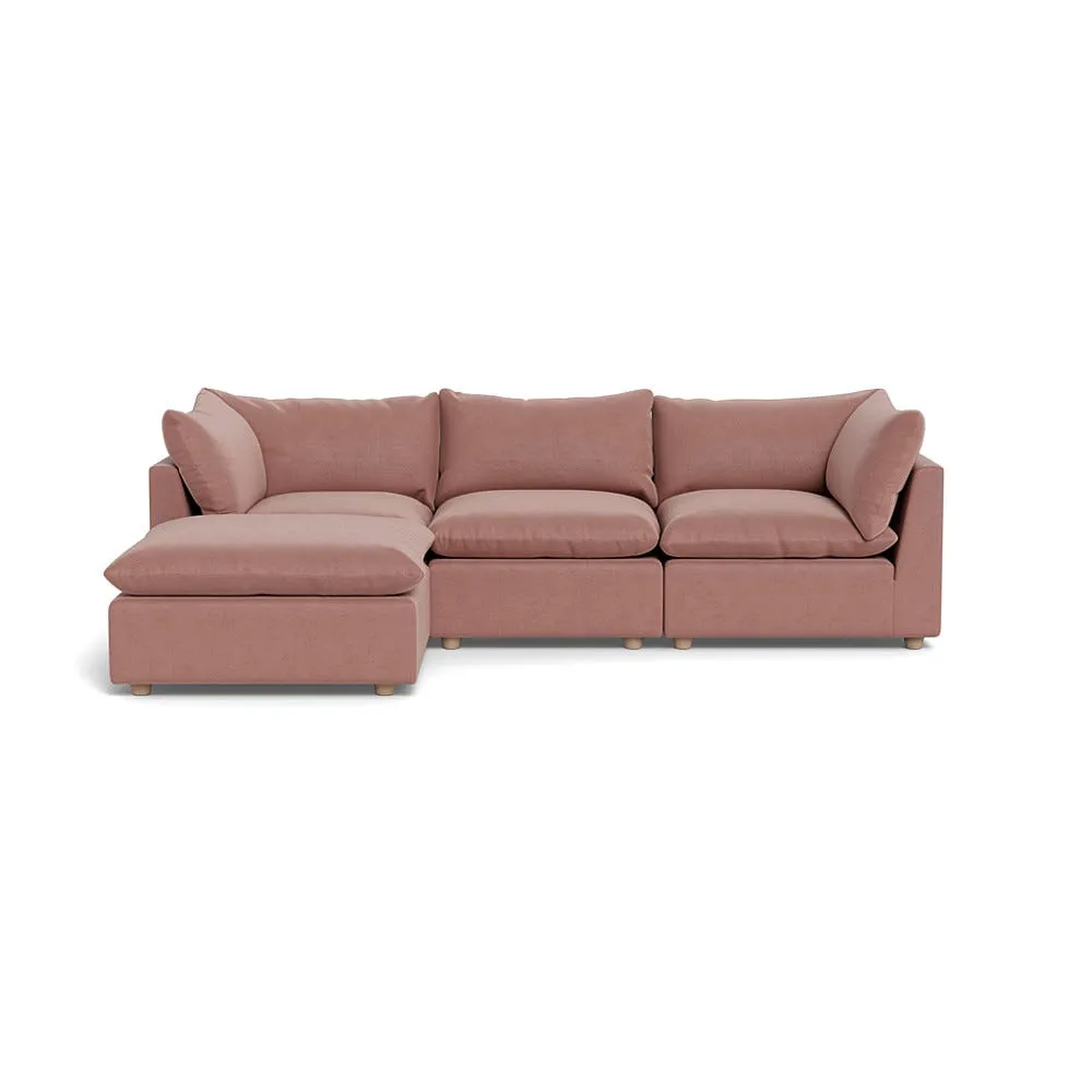Heal's Astrid Left Hand Facing Corner Sofa Smart Luxe Velvet Dusky Pink Natural Beech Feet