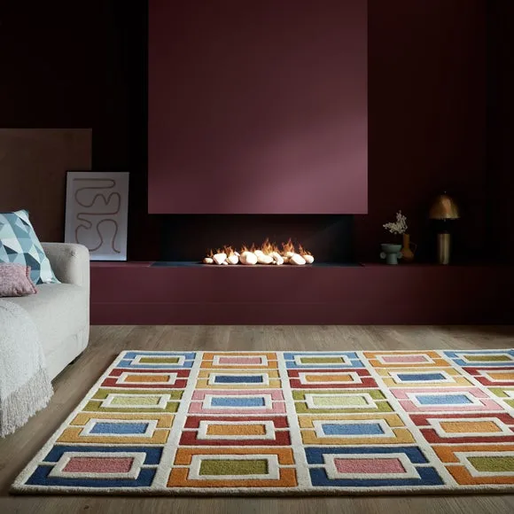 Retro Blocks Carved Wool Rug 1