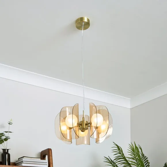 Curve 5 Light Adjustable Pendant Light