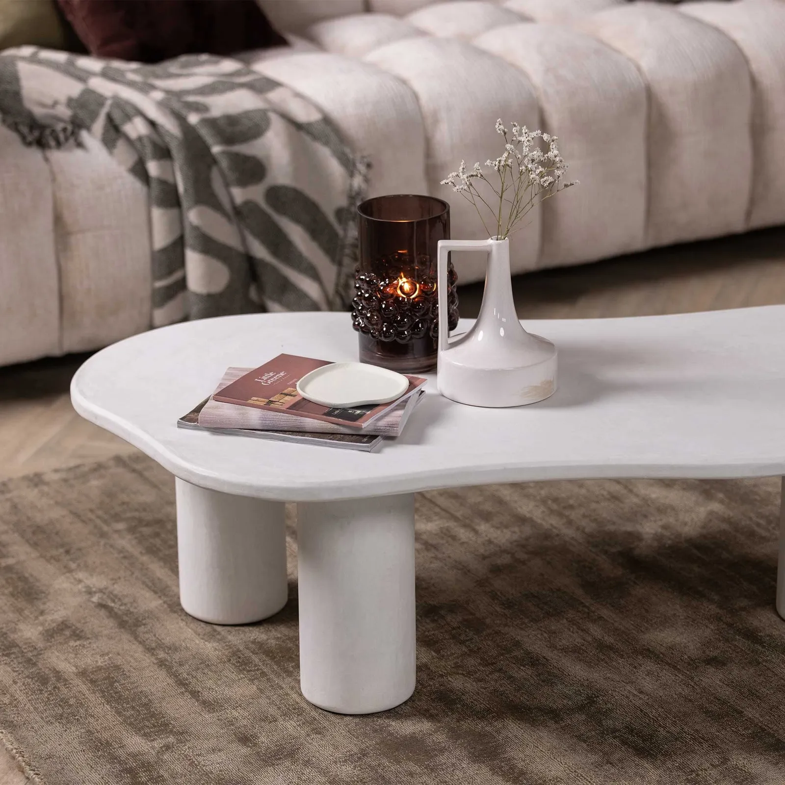 Capella Coffee Table 120X64X35Cm, Round, White Stone | Barker & Stonehouse 5