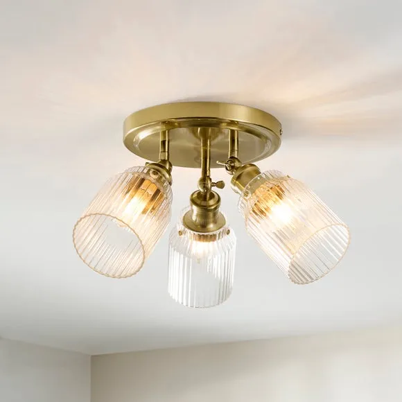 Tobias Industrial Ribbed 3 Light Adjustable Semi Flush Spotlight