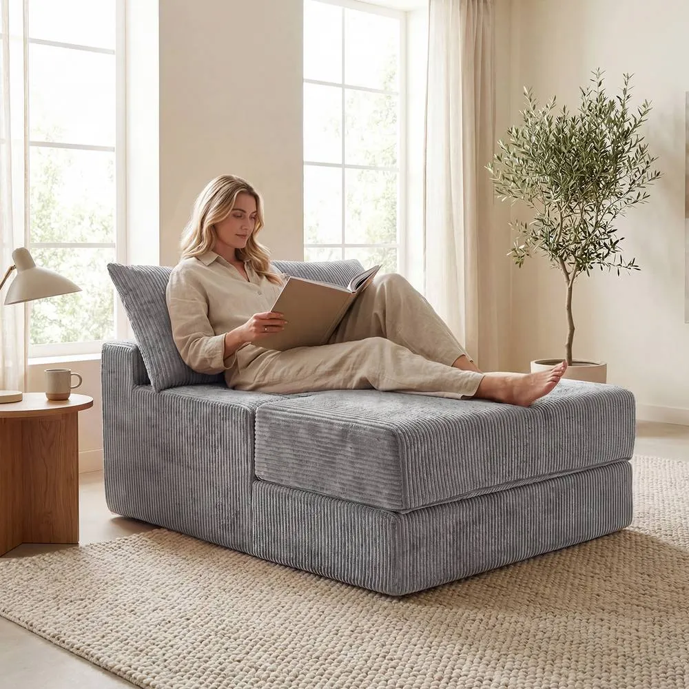 Costway Folding Sofa Bed Convertible Sleeper Chair with Dual Pillows in Grey 5