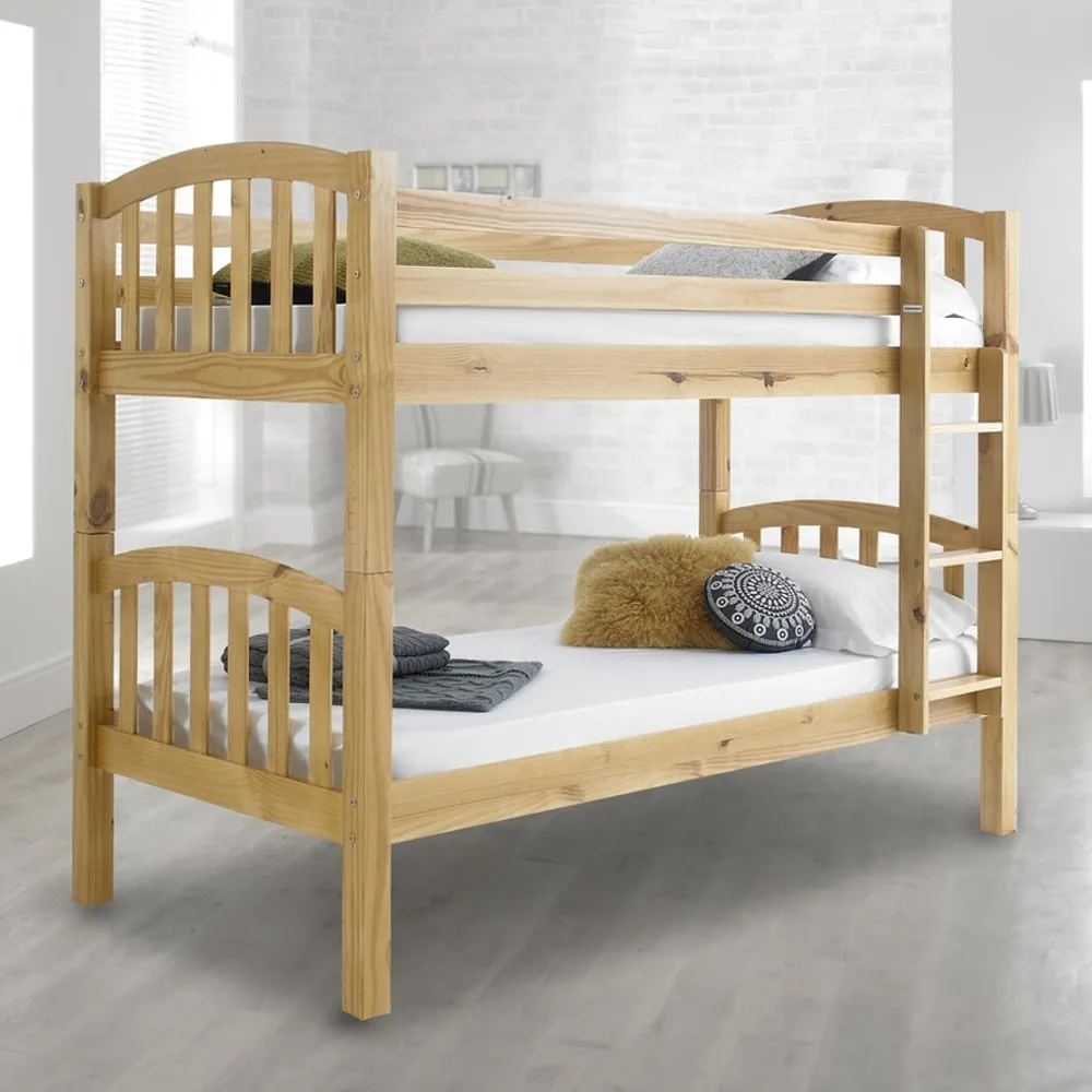 American - Single - Kids Solid Pine Wooden Bunk Bed Frame - 3ft - Happy Beds 1