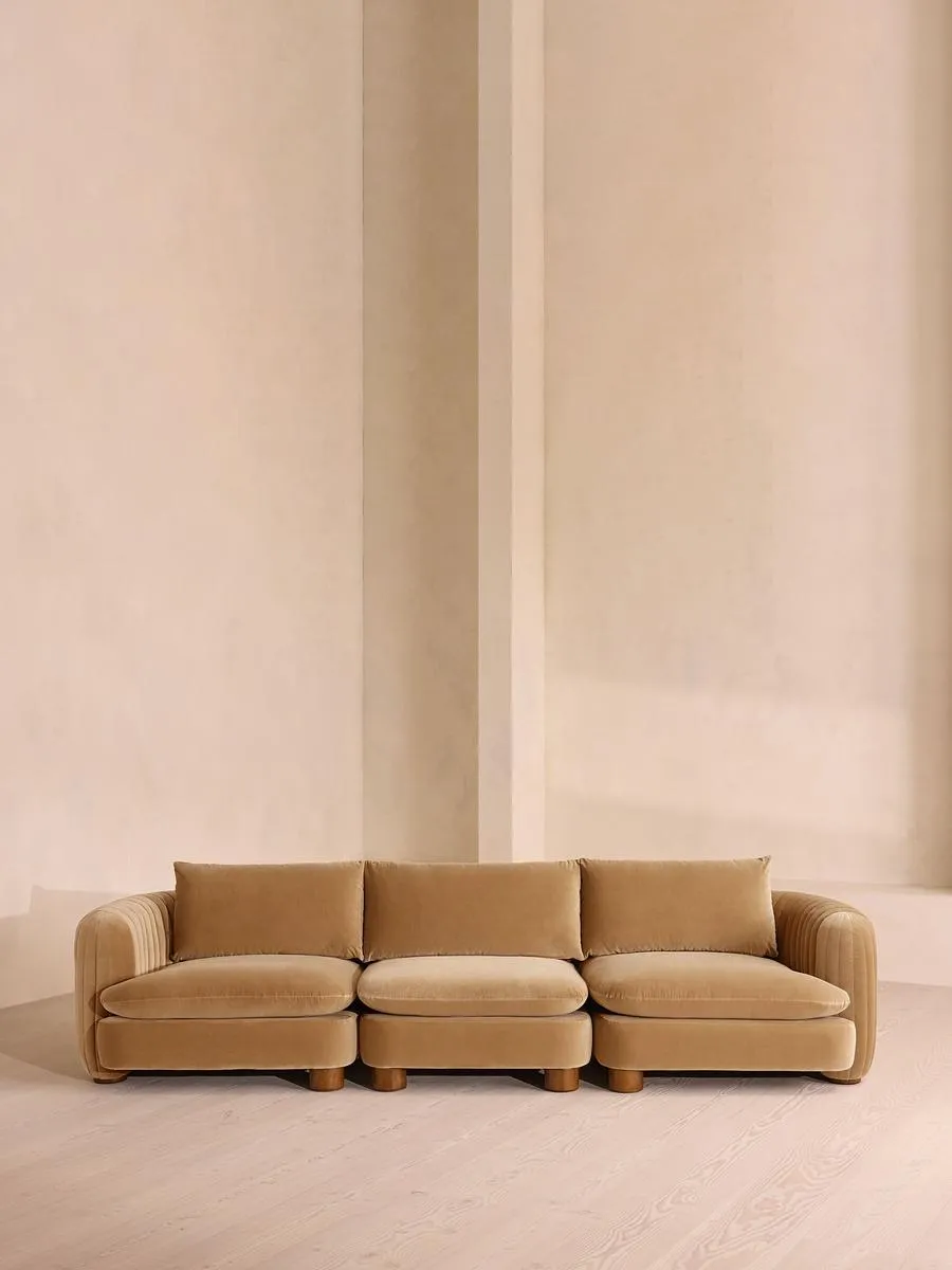 Vivienne Modular Sofa, Four Seater, Velvet Camel