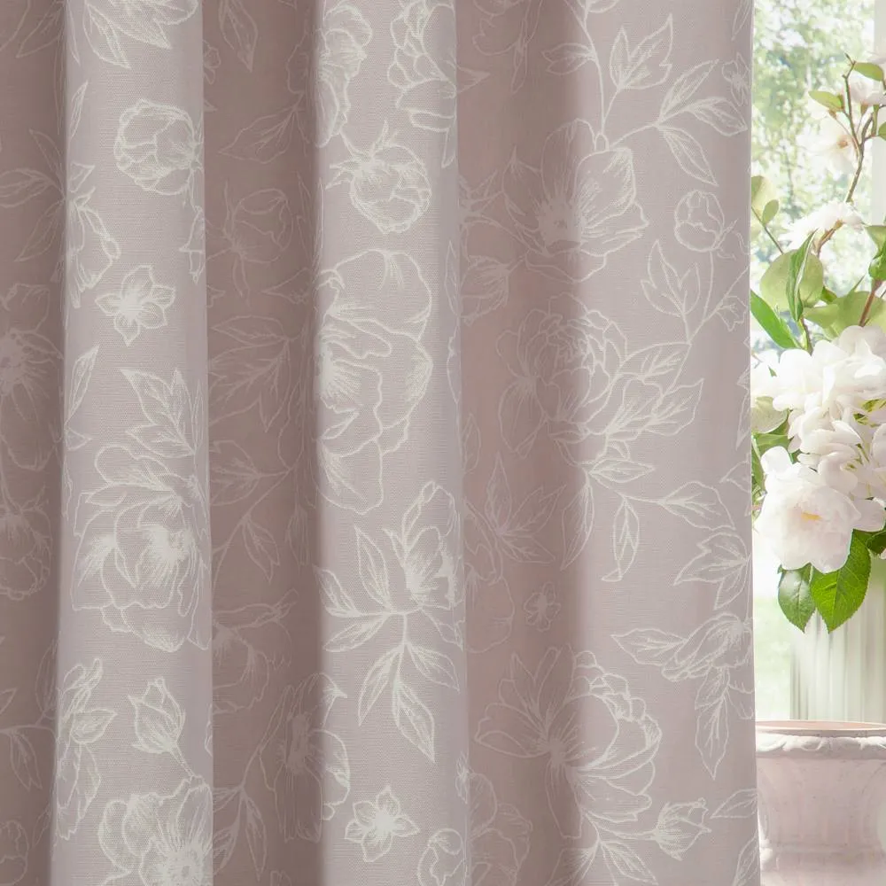 Wylder Bella Floral 100% Cotton Pencil Pleat Curtain Pair in Natural 5