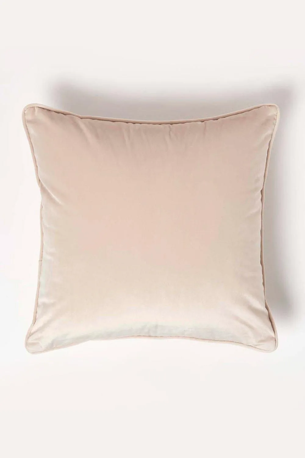 Homescapes Filled Velvet Cushion with Piped Edge 46 x 46 cm in Cream 1