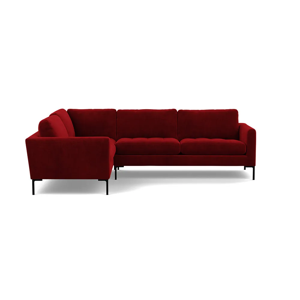 Heal's Eton Left Hand Facing Corner Sofa Smart Luxe Velvet Mulberry Black
