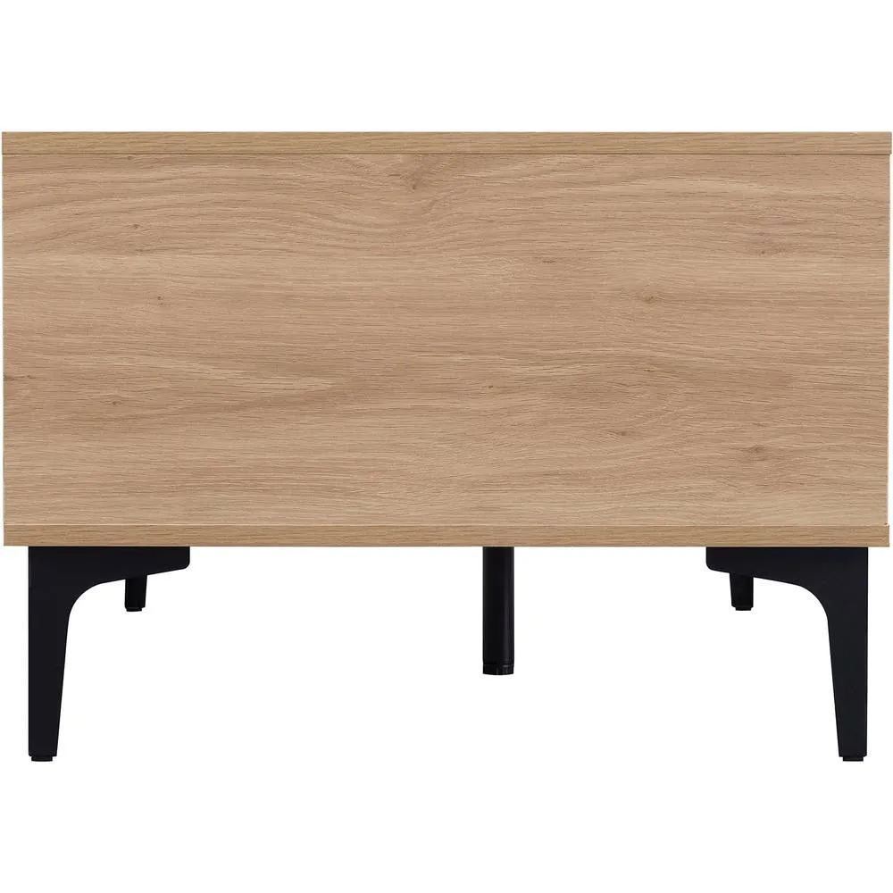 Seconique Miami 2 Drawer Coffee Table - Oak Effect / Black in Light Oak 6