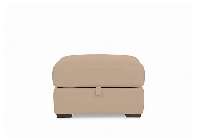 Recharge Leather Storage Footstool - BV Pebble - Living Room Furniture - In Time for Christmas