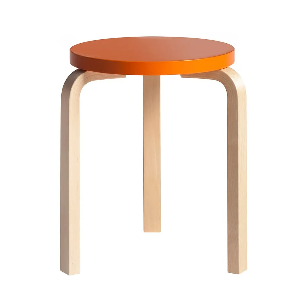 Artek Stool 60 Natural Lacquered Birch Orange Lacquered 2