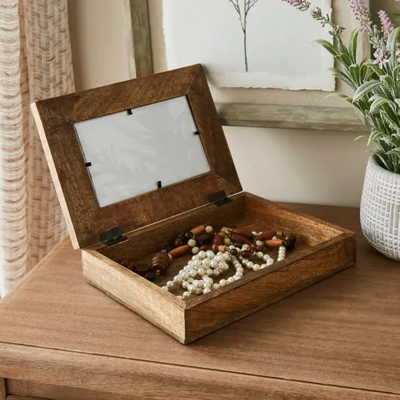 Wooden Trinket Box with Photo Frame Lid 2