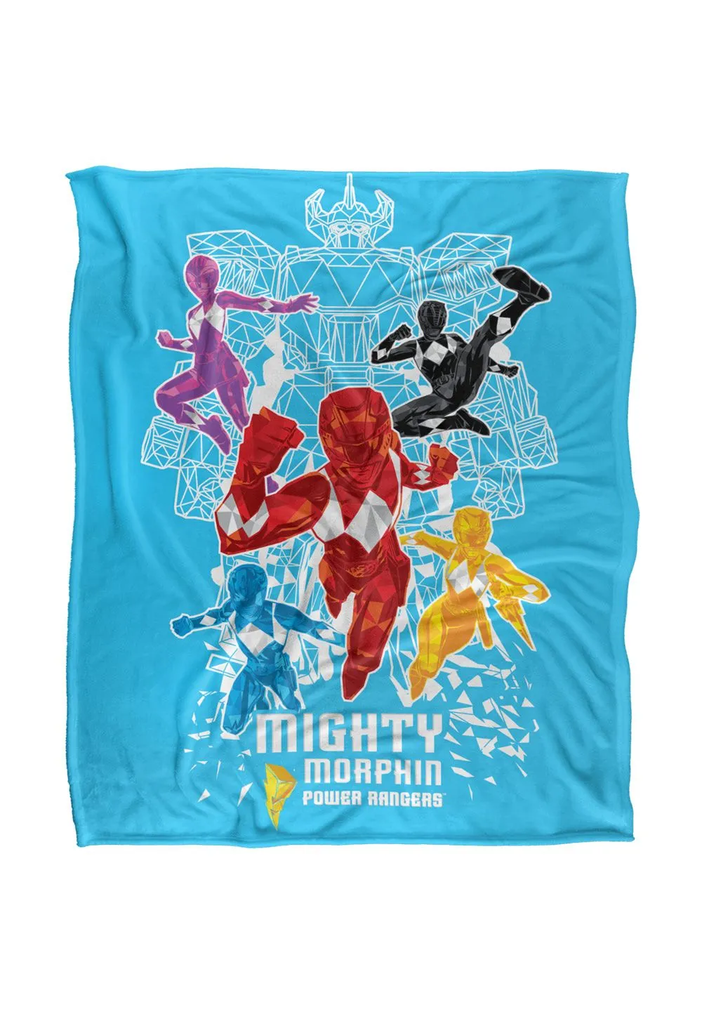 Power Rangers Polygon Blast Silky Touch Super Soft Throw Blanket 152 X 127 cm in White